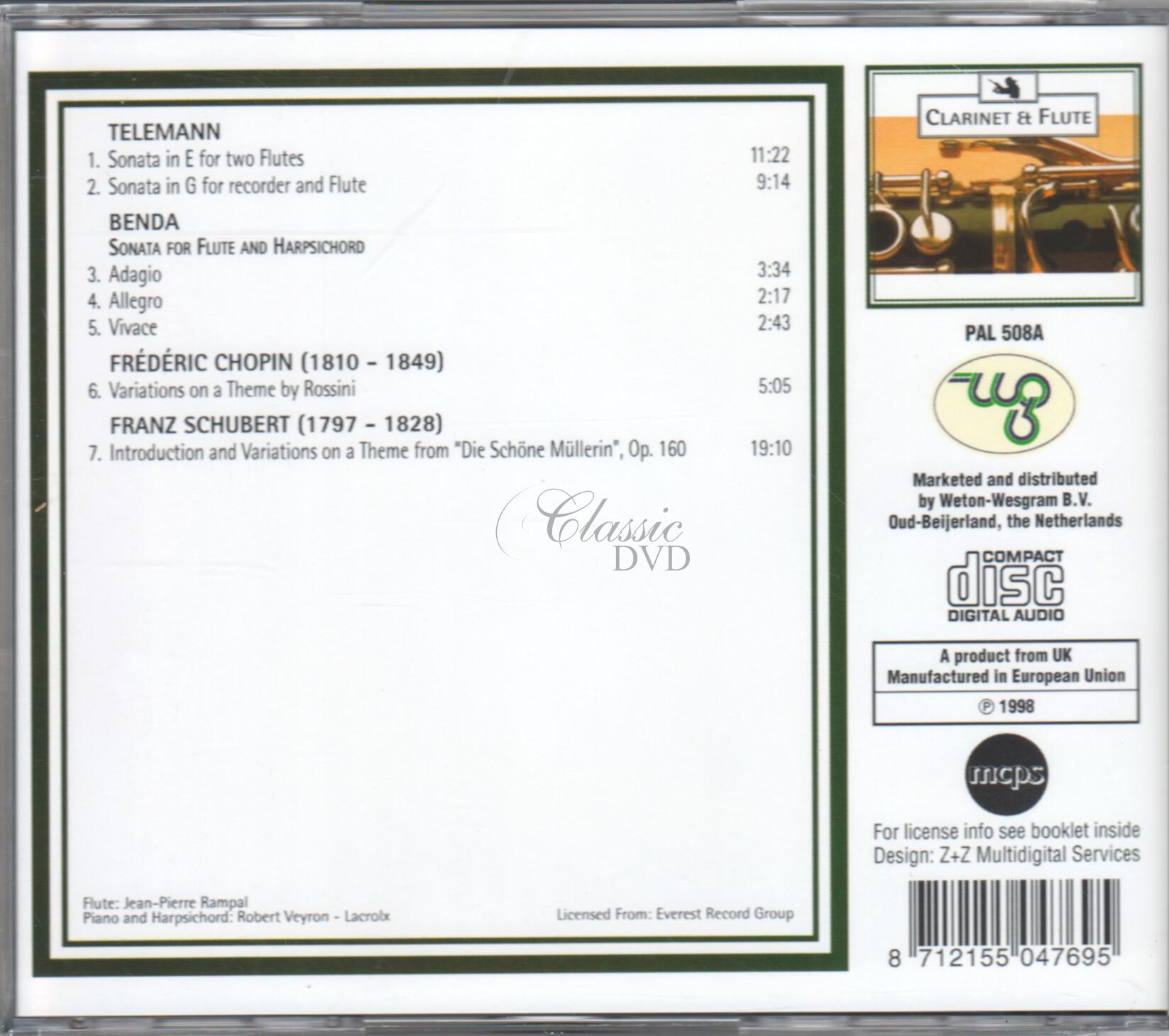 TELEMANN Flute sonatas / BENDA Sonata for Flute & Harpsichord / CHOPIN Variations / SCHUBERT Variations (CD)