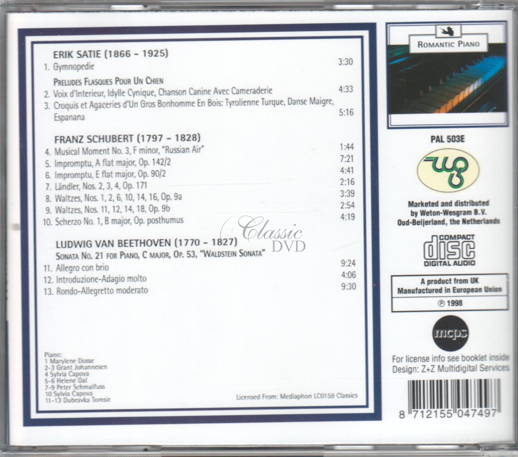 SATIE Gymnopedie; Preludes / SCHUBERT Musical Moments; Impromptu; Landler (CD)