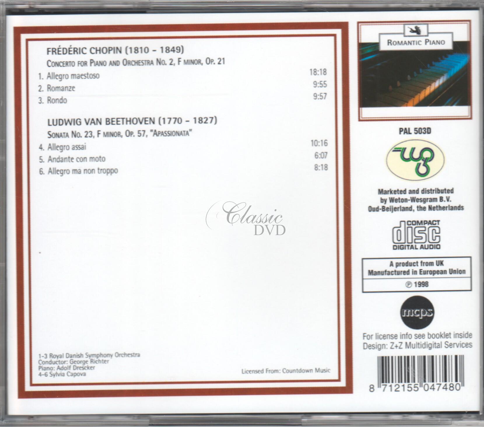 CHOPIN Piano concerto 2 / BEETHOVEN Sonata 23 Apassionata (CD)