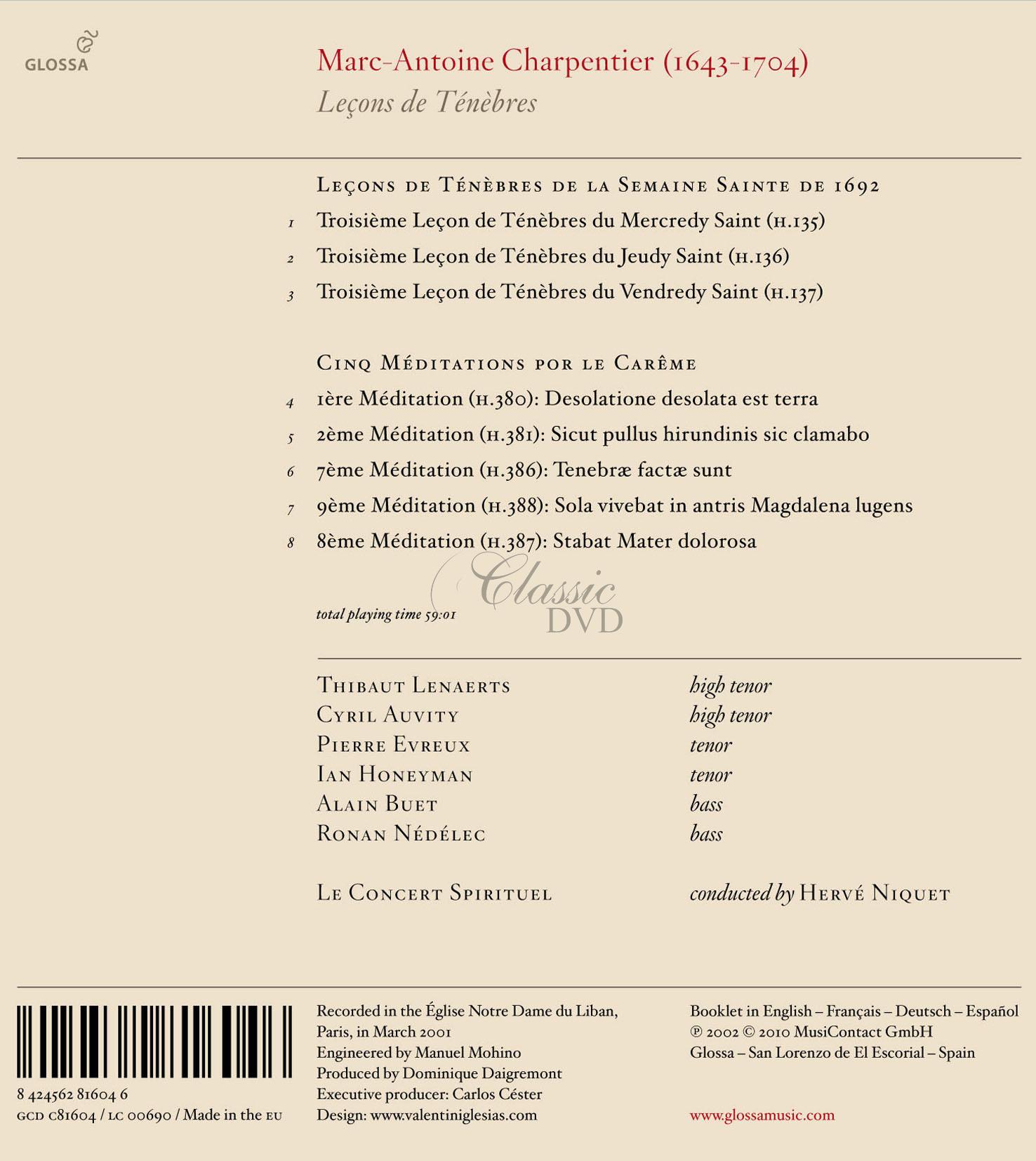 CHARPENTIER - LECONS DE TENEBRES (CD)