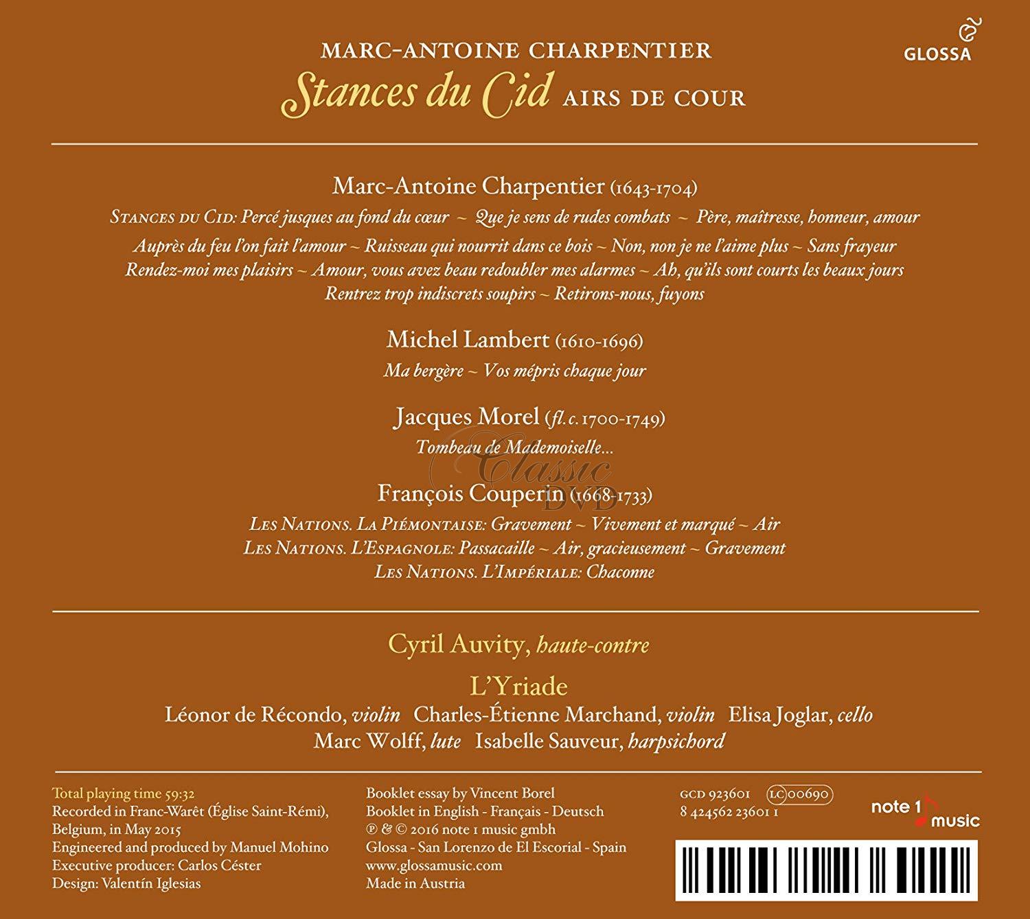CHARPENTIER - STANCES DU CID / AIRS DE COUR (CD)