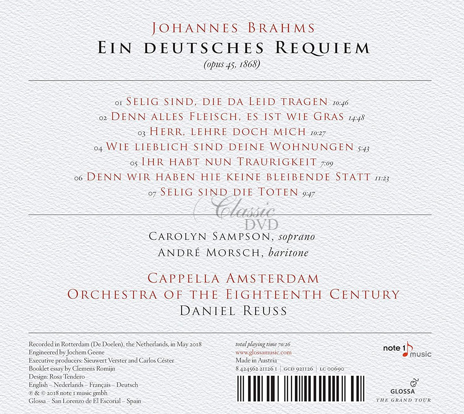 BRAHMS,J.: Ein deutsches Requiem - Německé rekviem (CD)