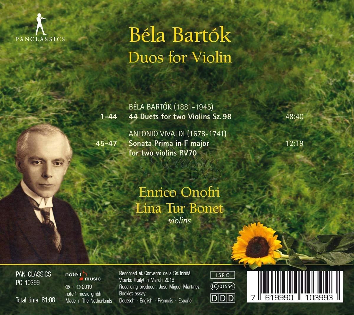 BARTOK Duos for Violin  (CD)