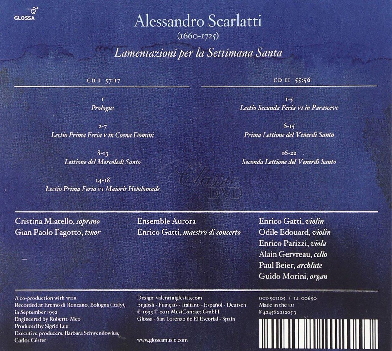 ALESSANDRO SCARLATTI (1660-1725) Lamentazioni per la Settimana Santa (2CD)