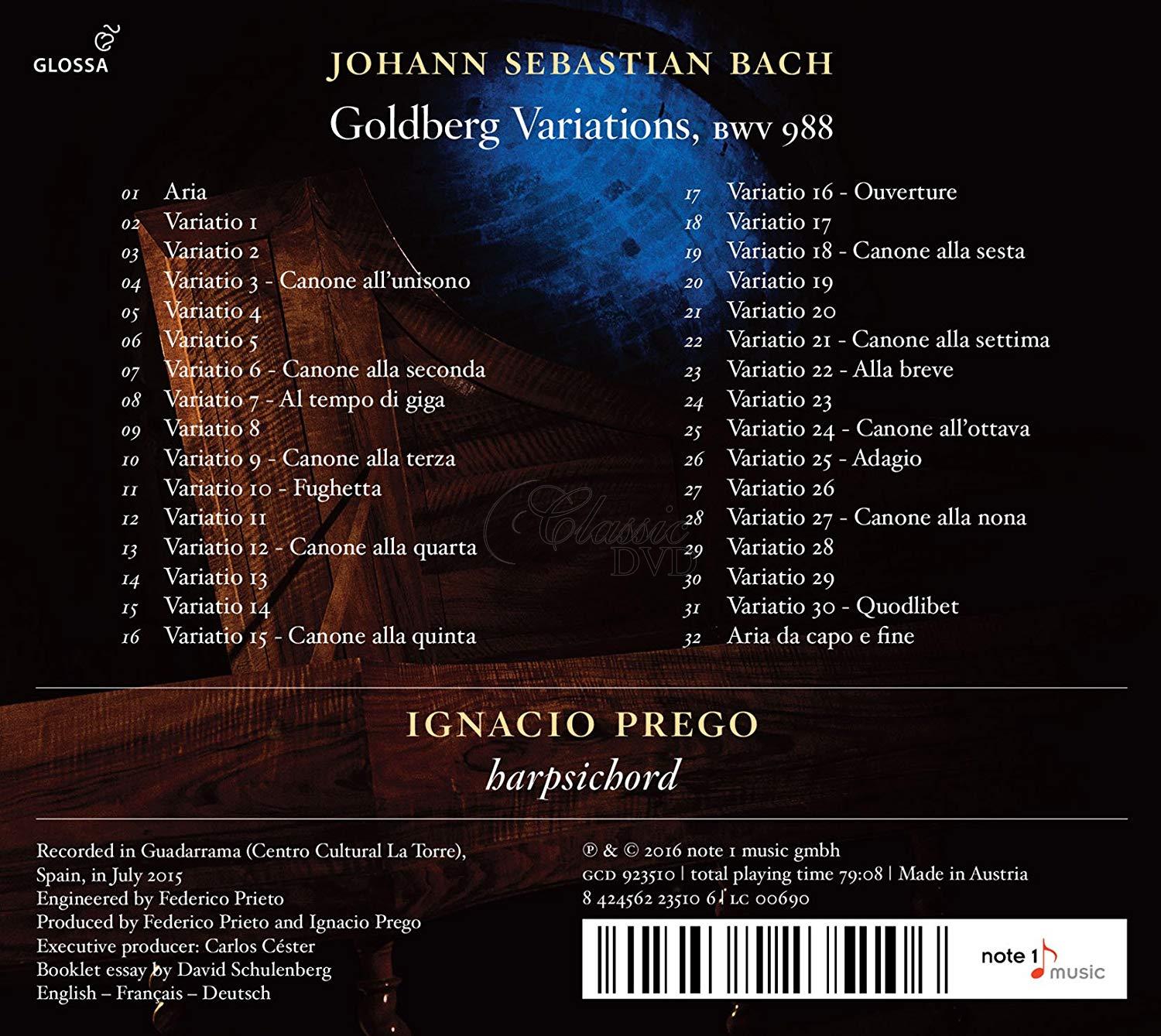 JOHANN SEBASTIAN BACH (1685-1750) Goldberg Variations (CD)