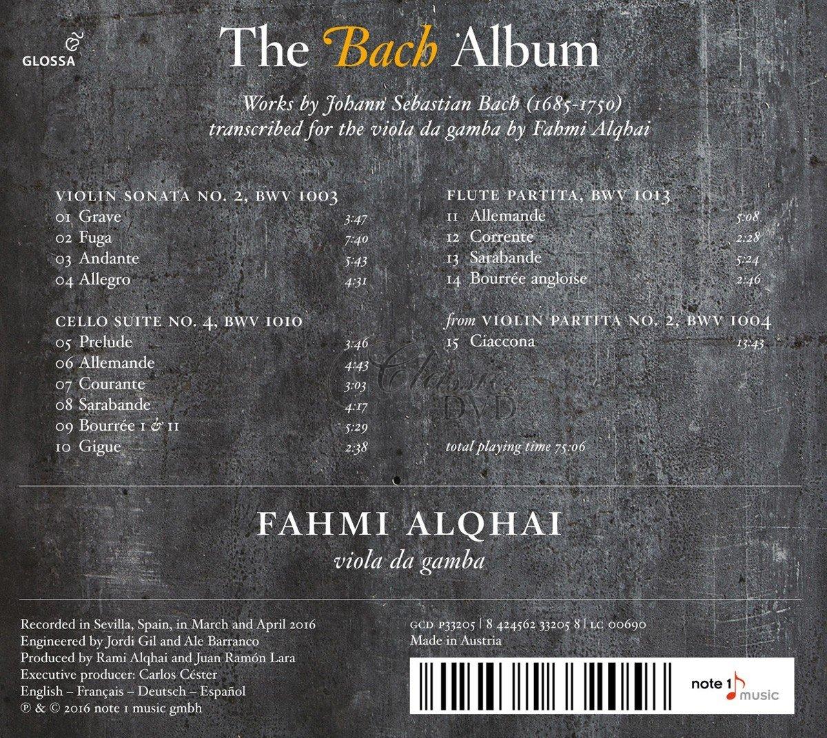 THE BACH ALBUM Transcriptions for viola da gamba (CD)