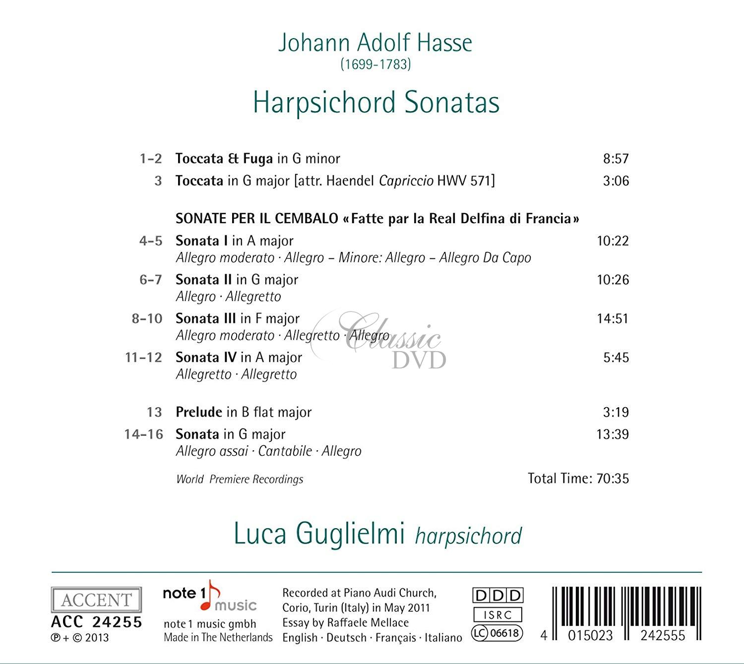 Hasse: Harpsichord Sonatas (CD)