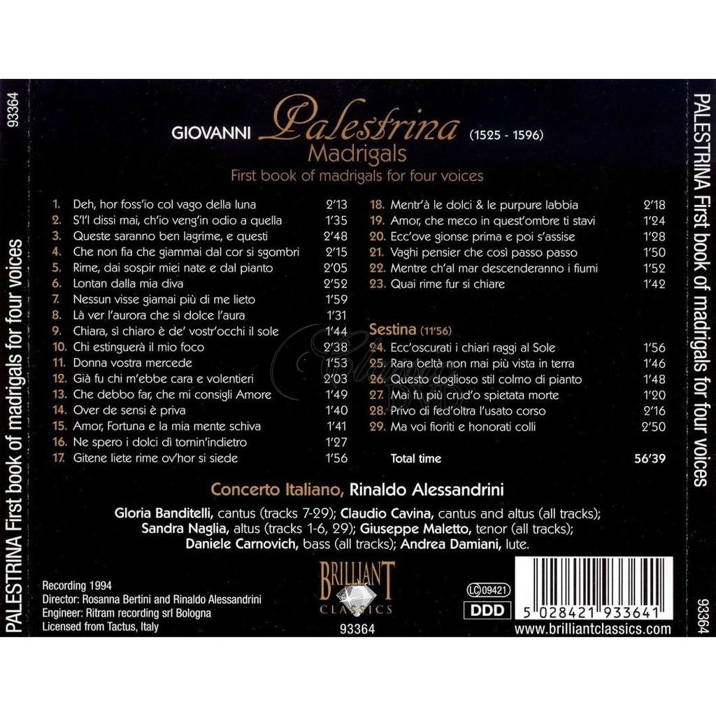 Palestrina: Il Primo Libro Di Madrigali / Concerto Italiano (CD)