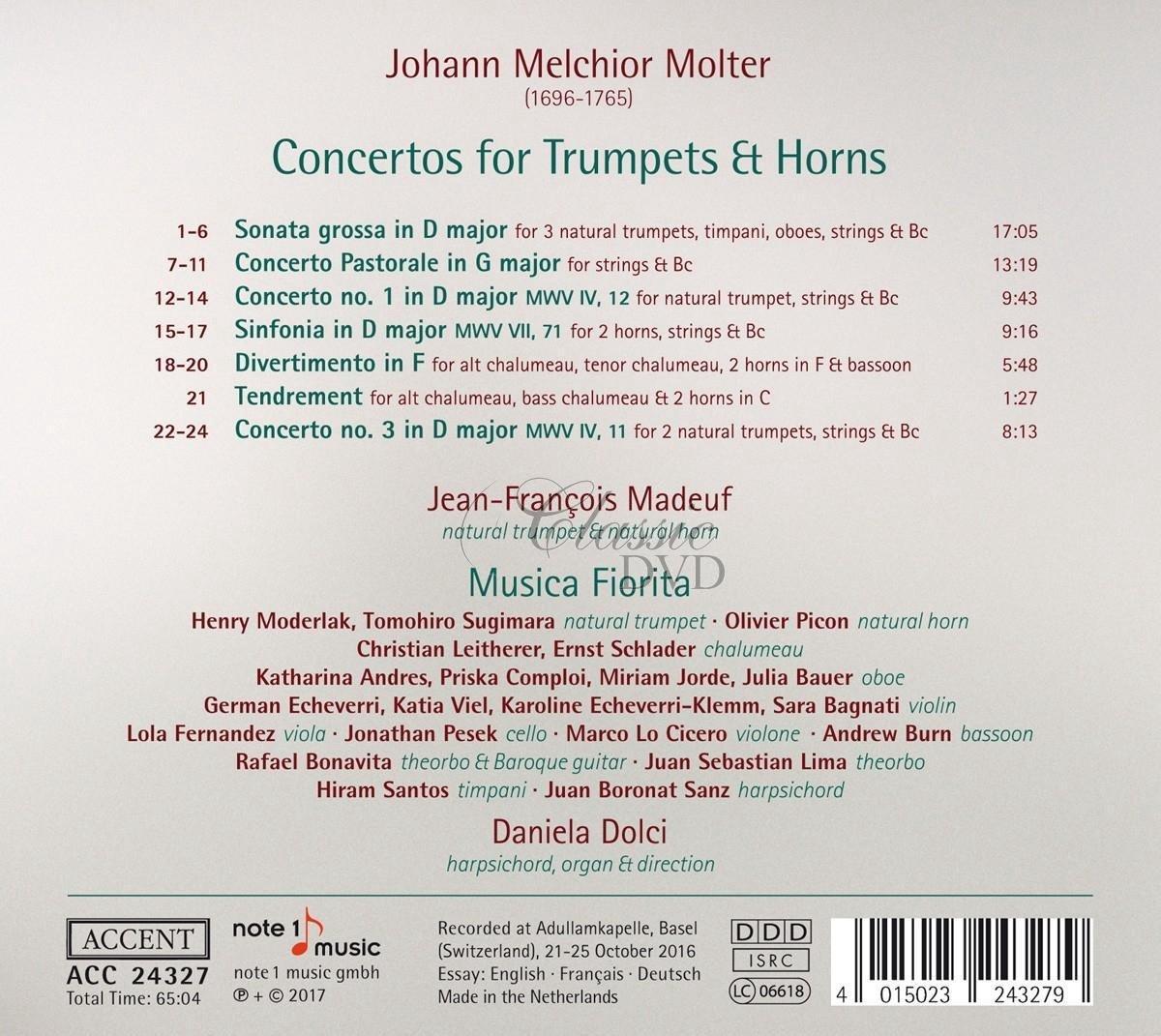 Johann Melchior Molter: Concertos for trumpets & horns (CD)