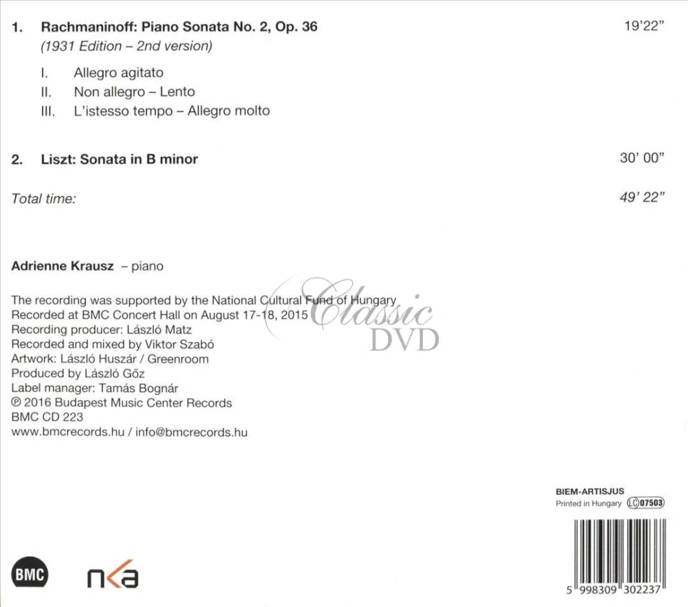 Rachmaninov, Liszt - Piano sonatas (CD)