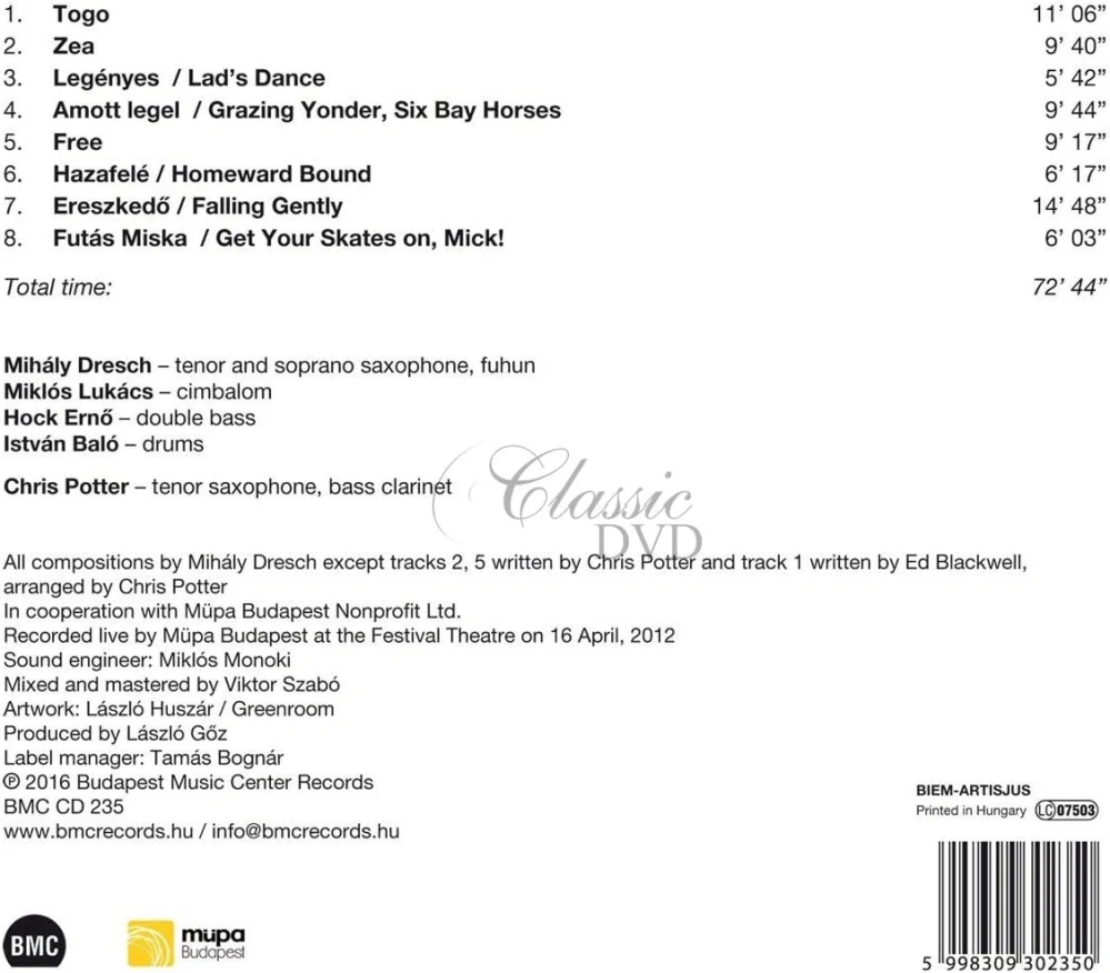 Mihály Dresch Quartet with Chris Potter - Zea (CD)