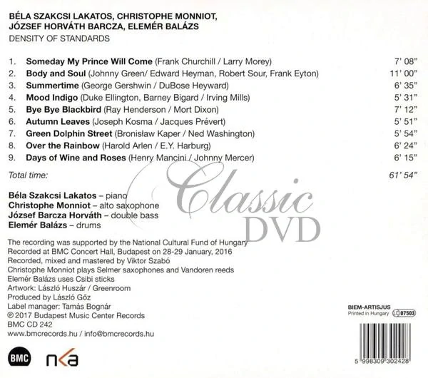 Béla Lakatos Szakcsi - Christophe Monniot - József Barcza Horváth - Elemér Balázs  - Density of Standards (CD)