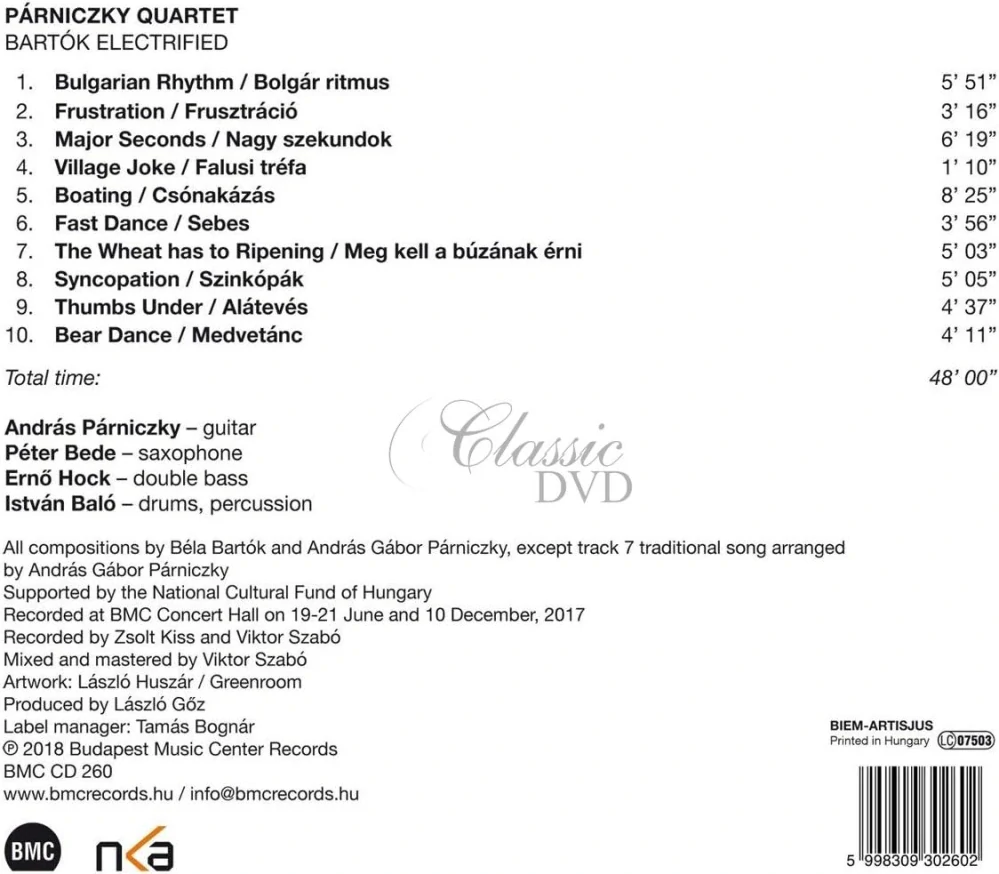 Párniczky Quartet - Bartók Electrified (CD)