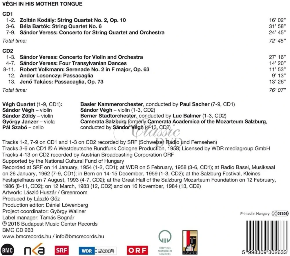 Sándor Végh - Végh in his Mother Tongue (2CD)