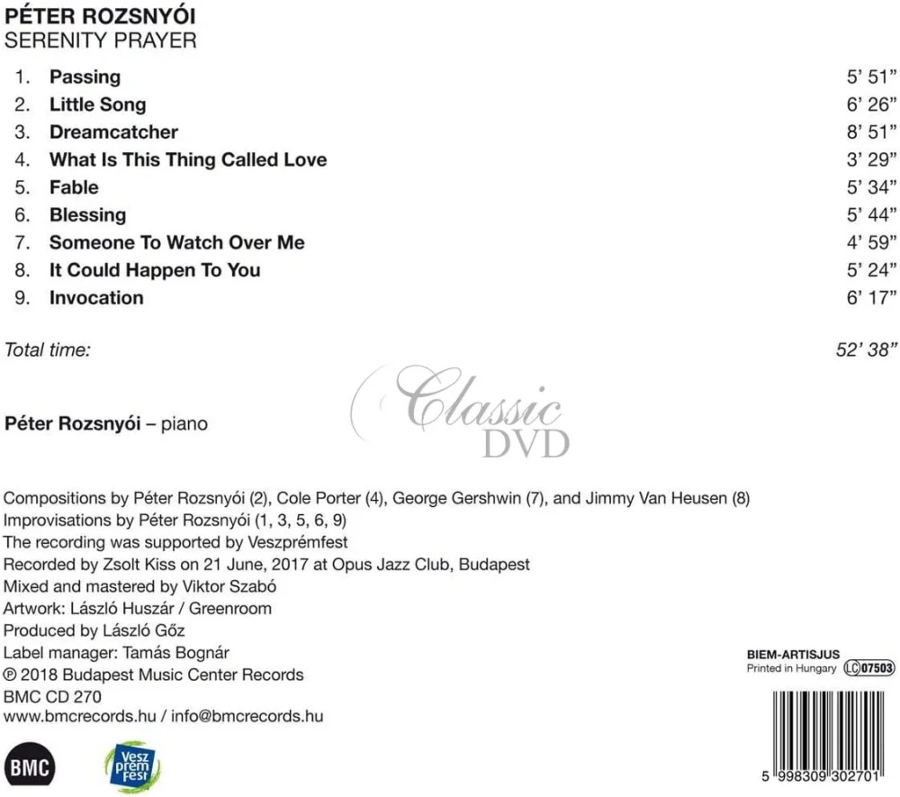 Péter Rozsnyói - Serenity Prayer (CD)