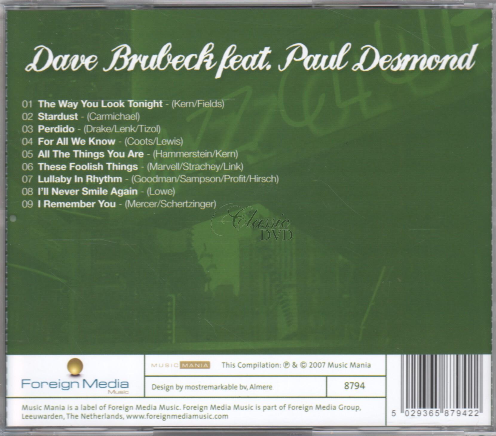 DAVE BRUBECK / PAUL DESMOND Jazz Legends - Originální nahrávky (CD)