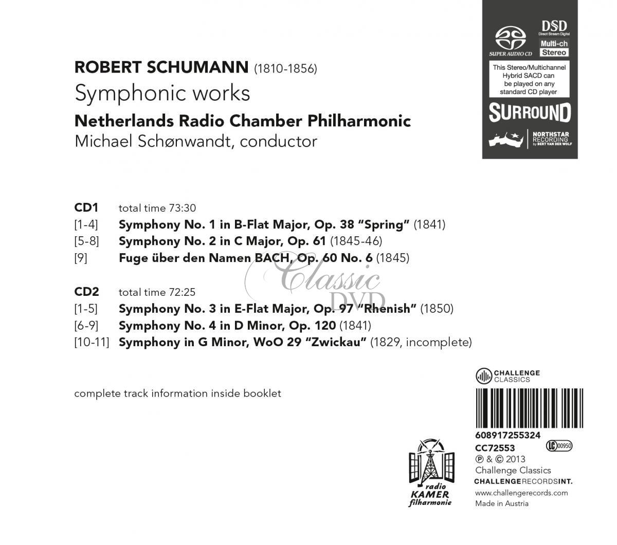 SCHUMANN: SYMPHONIC WORKS. NETHERLANDS RADIO CHAMBER PHILHARMONIC.MICHAEL SCHONWANDT (2SACD)