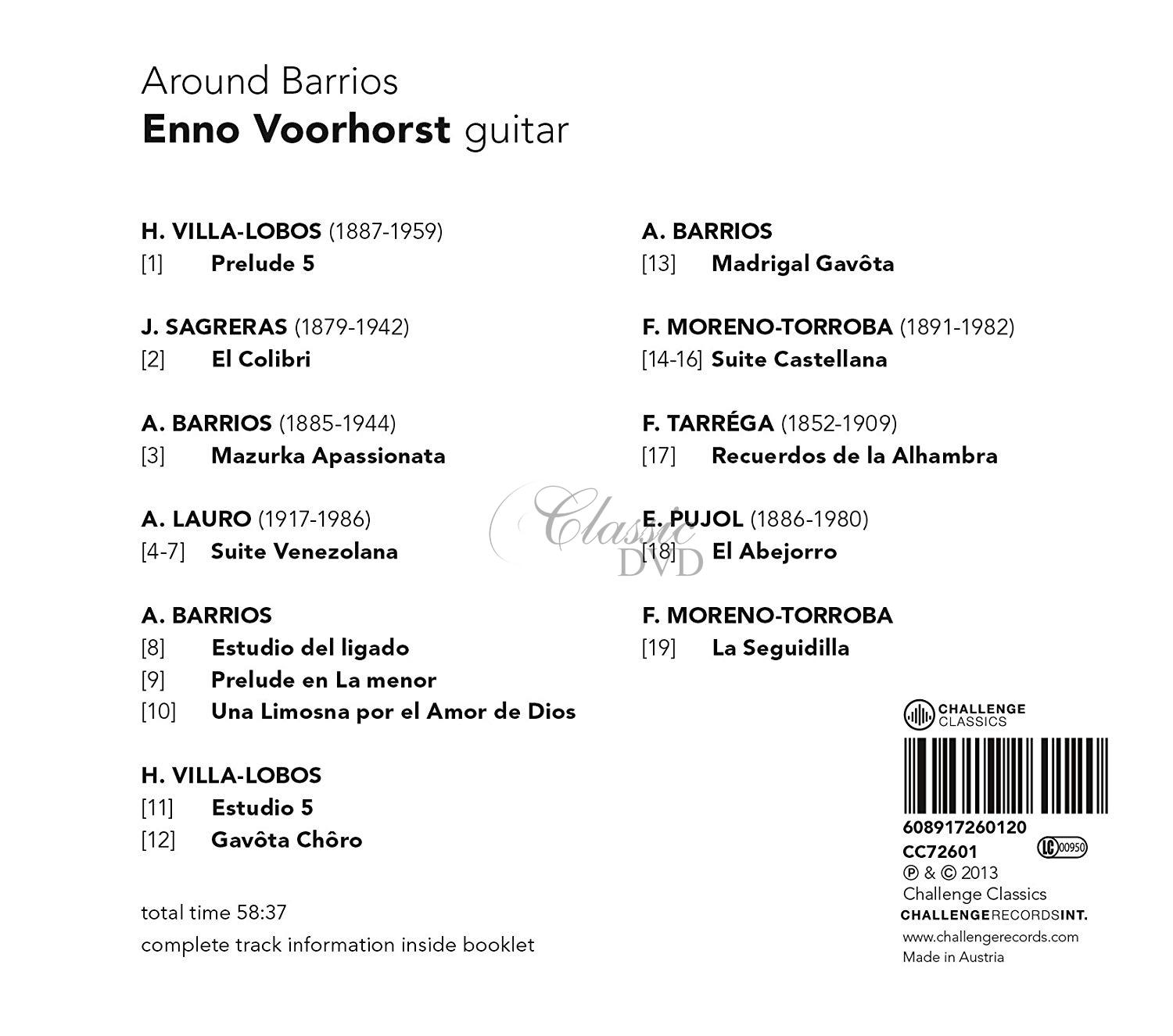 BARRIOS MANGORE.VILLA-LOBOS.PUJOL: GUITAR MUSIC. ENNO VOORHORST,GUITAR (CD)