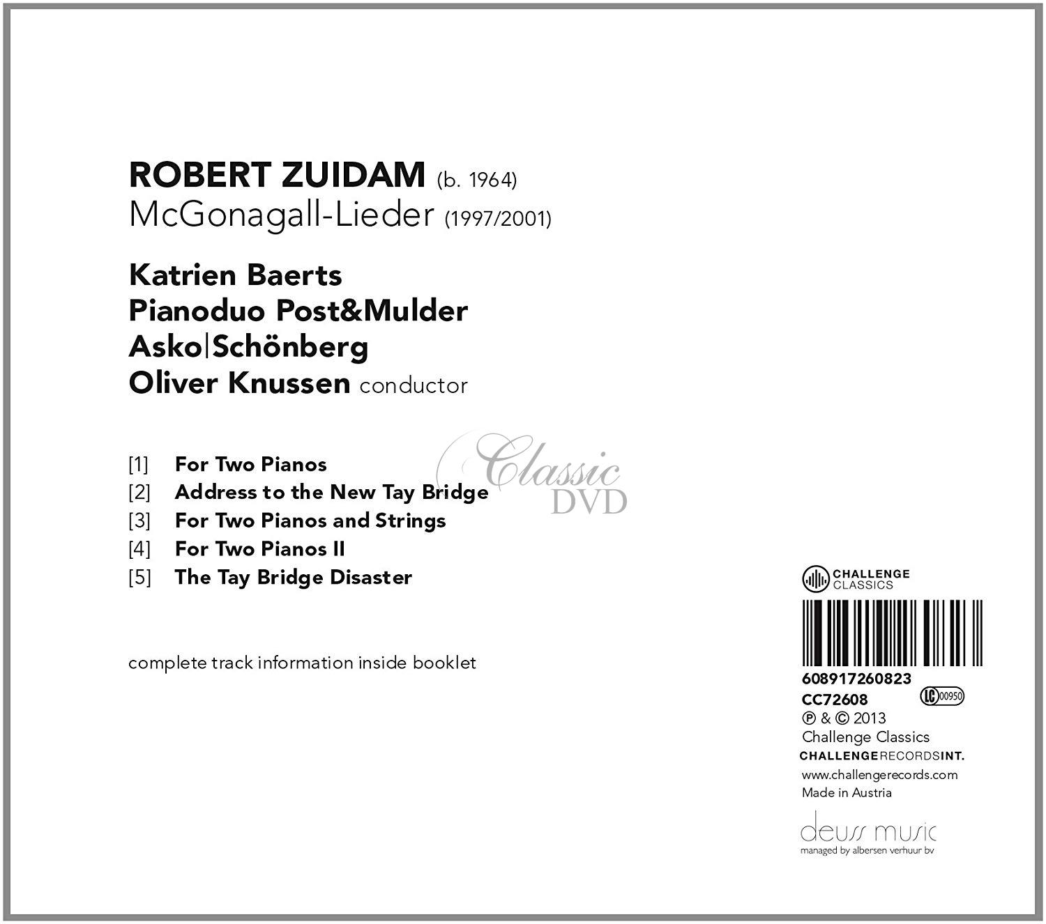 ROBERT ZUIDAM: MCGONAGALL-LIEDER.  (CD)