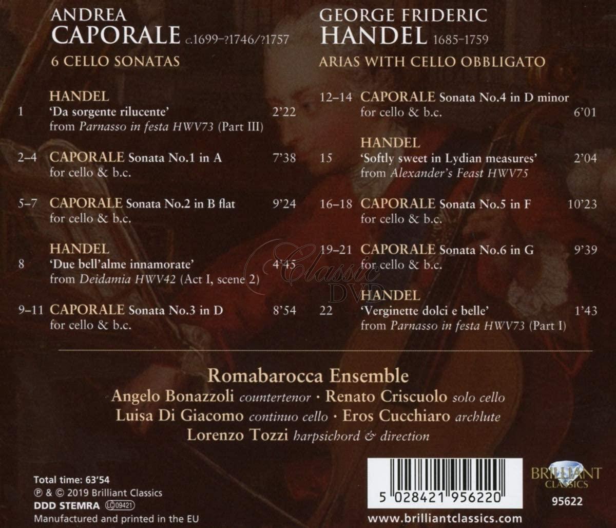 CAPORALE: Cello Sonatas, HANDEL: Arias; Romabarocca Ensemble, Lorenzo Tozzi (CD)