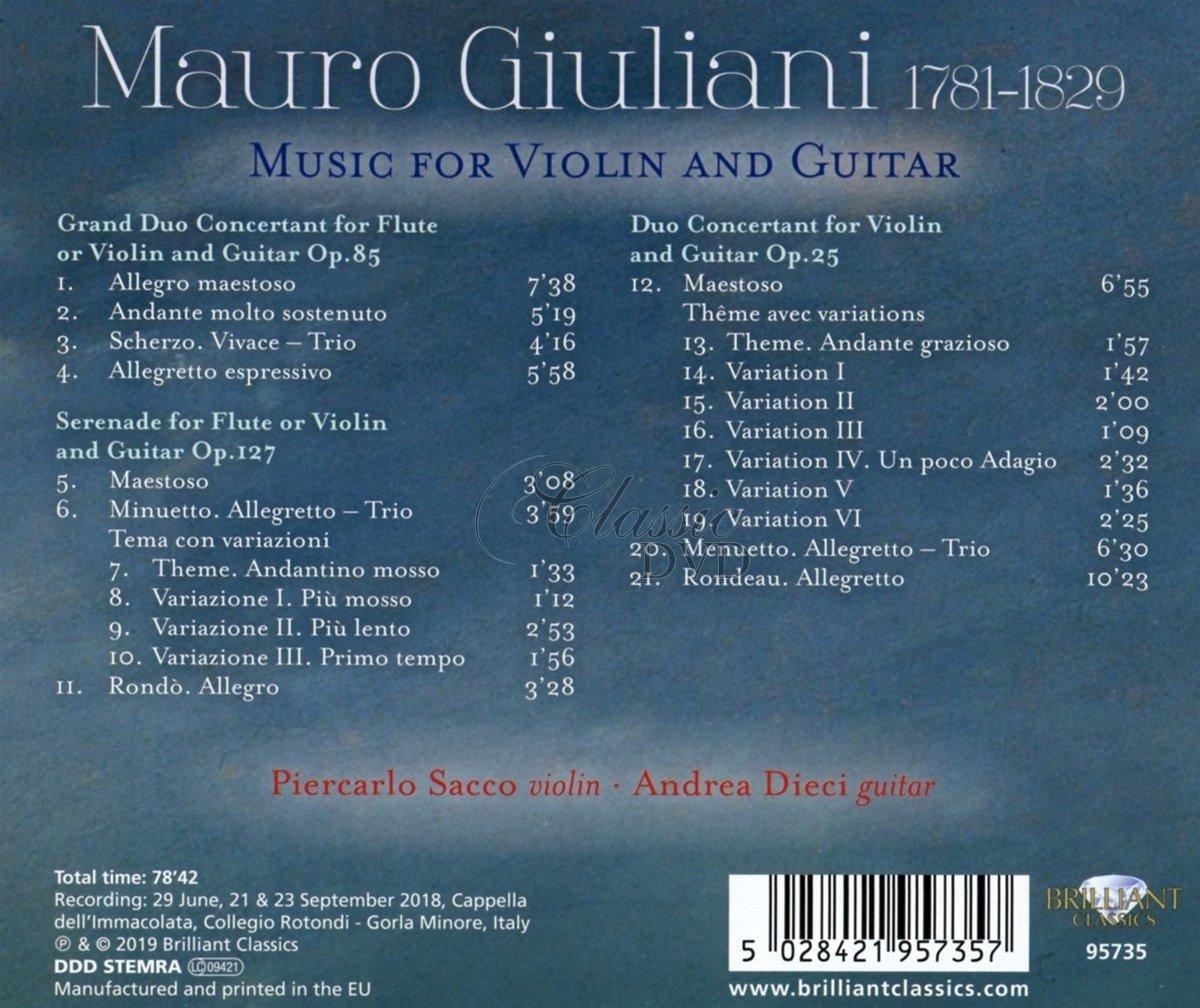 GIULIANI: Music for Violin and Guitar (CD)