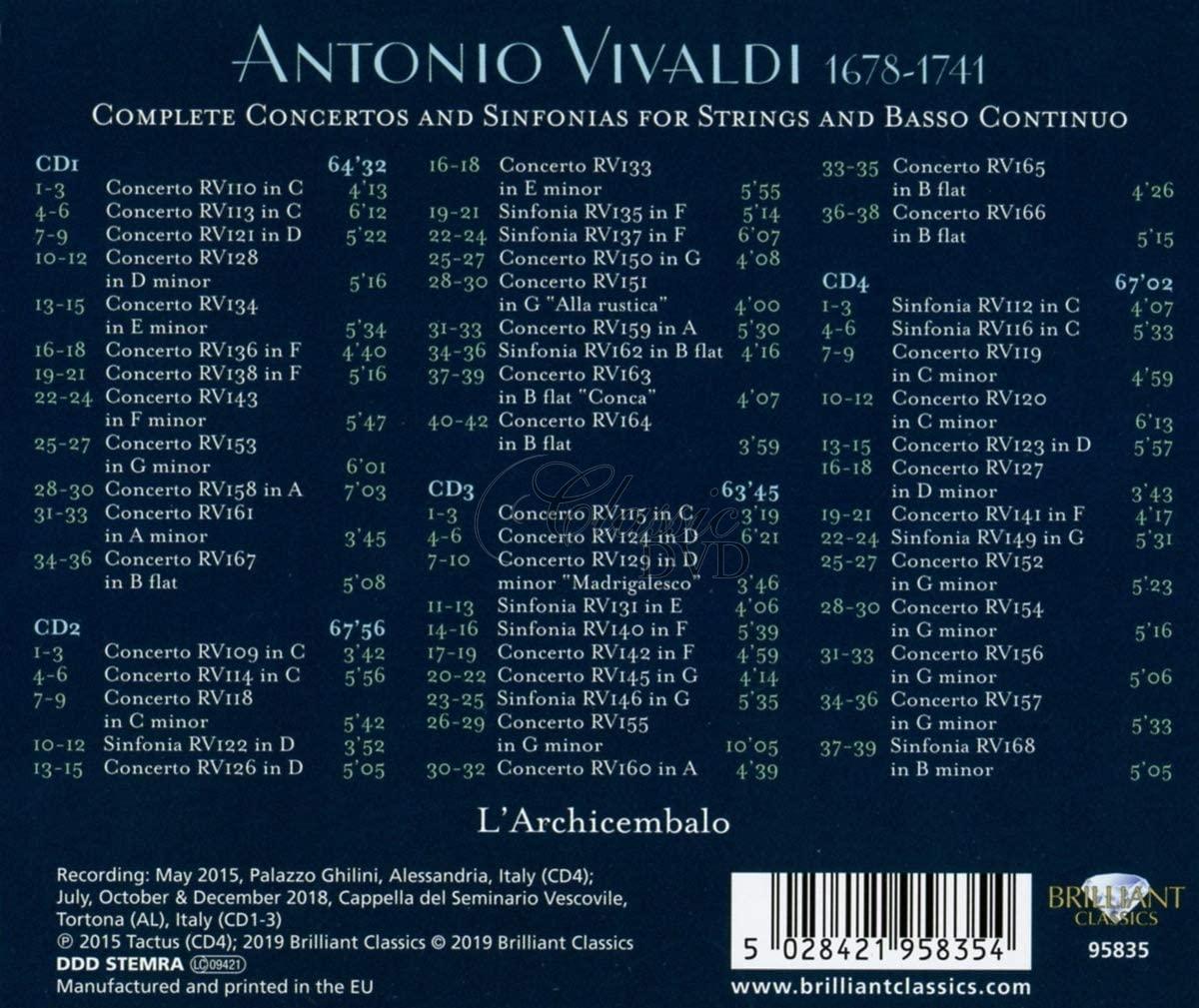 VIVALDI Complete Concertos and Sinfonias for Strings and Basso Continuo (4CD)