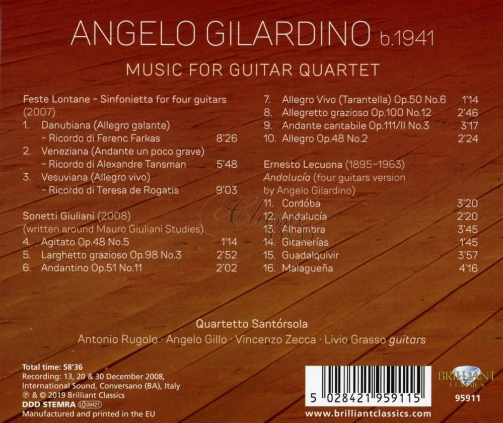 GILARDINO: Music for Guitar Quartet (CD)