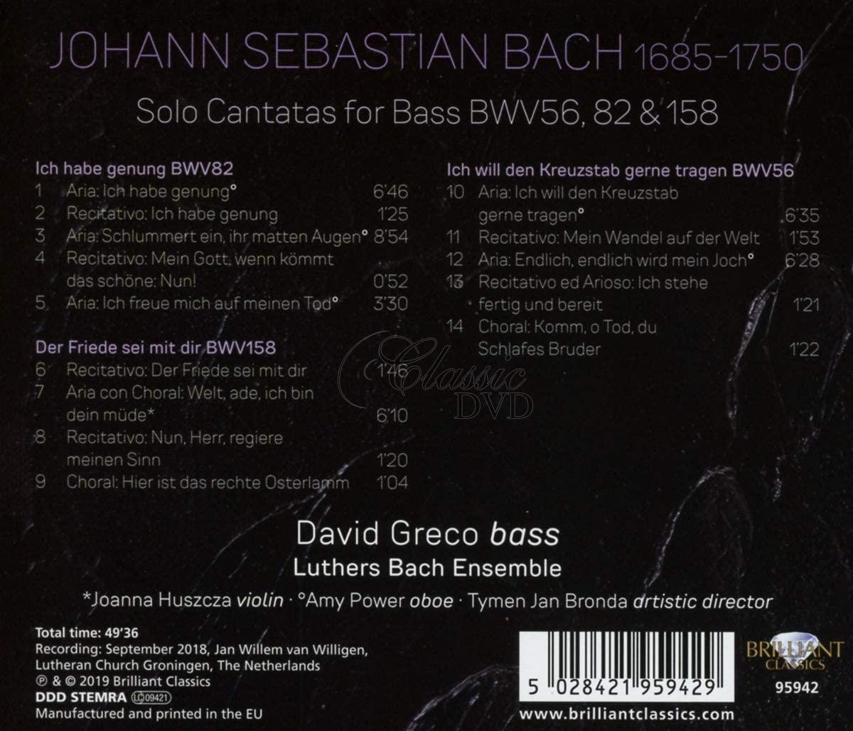 J.S. BACH Bass Solo Cantatas BWV56, 82 & 158 (CD)