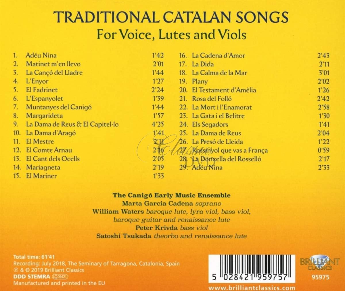 TRADITIONAL CATALAN SONGS for Voice, Lutes and Viols (CD)