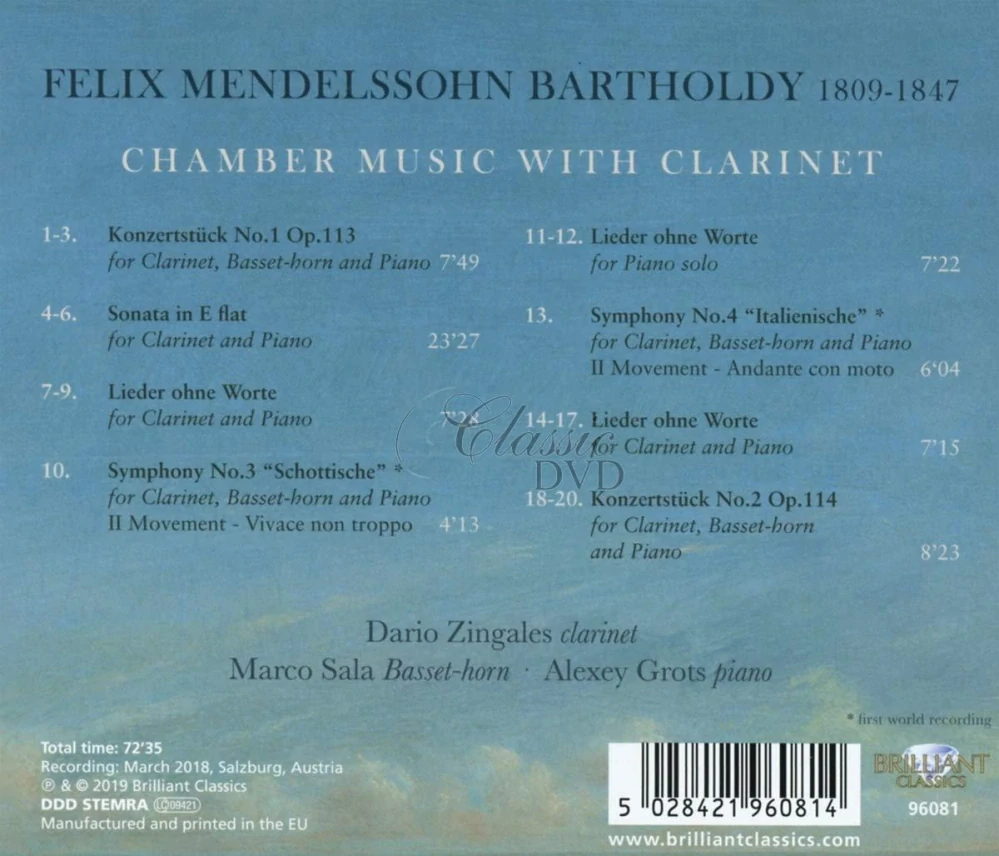 MENDELSSOHN: Chamber Music with Clarinet (CD)