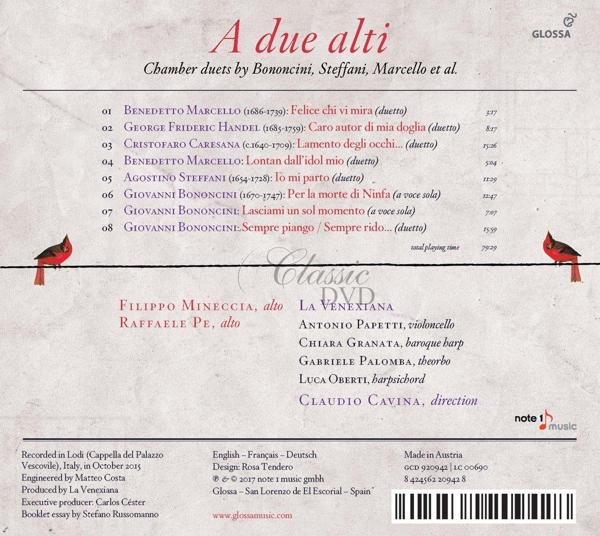A DUE ALTI Chamber duets and solo cantatas (CD)