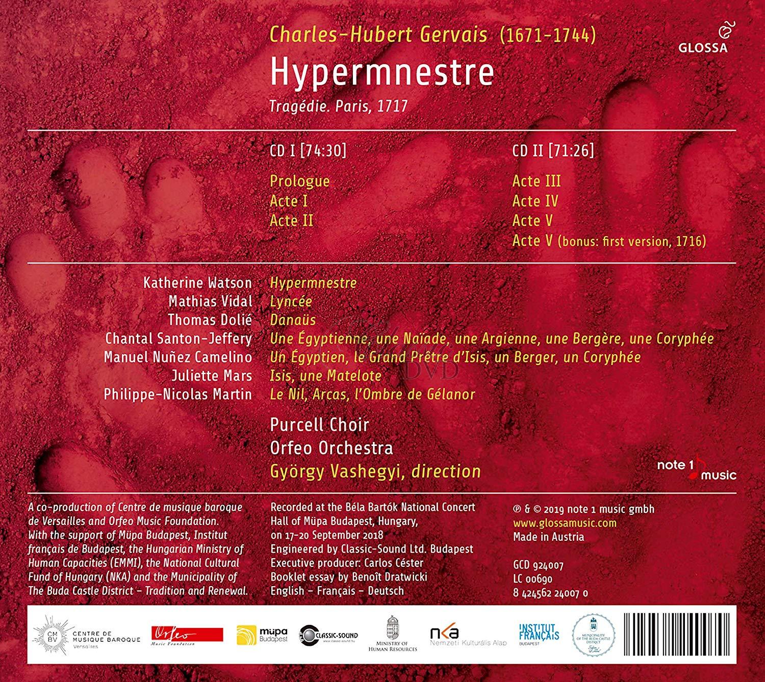 CHARLES-HUBERT GERVAIS Hypermnestre. Purcell Choir (2CD)