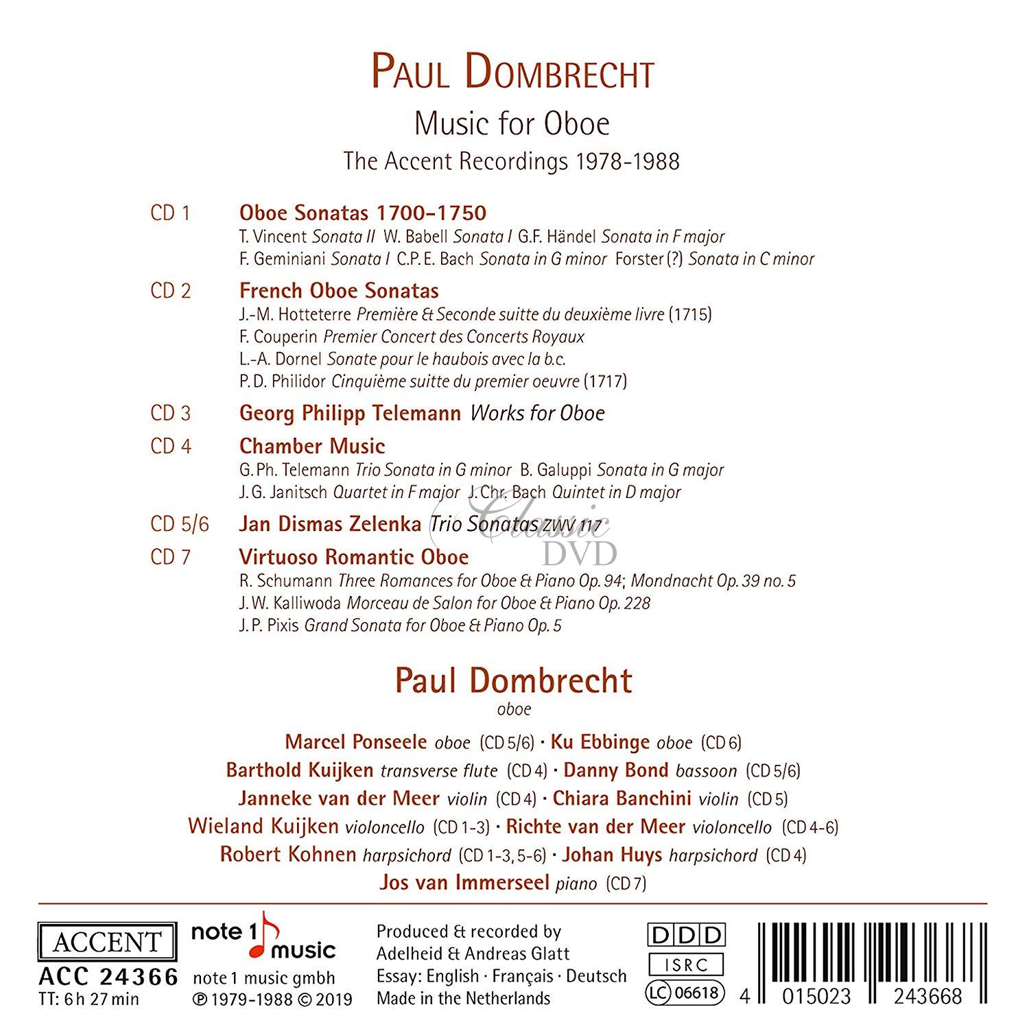PAUL DOMBRECHT Music for Oboe - Zelenka, Telemann (7CD)