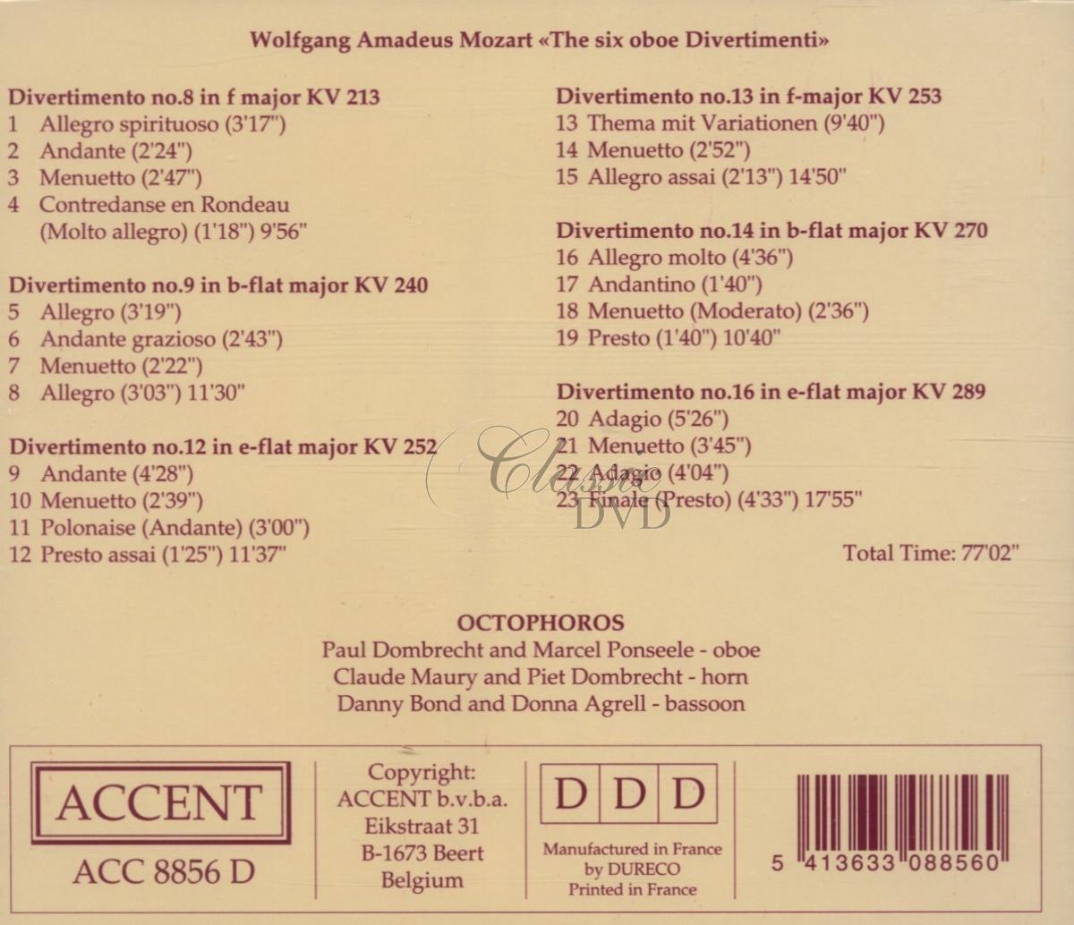 MOZART,W.A.: Divertimentos Vol. 1 - K. 213, 240, 252, 253, 270 and 289 (CD)