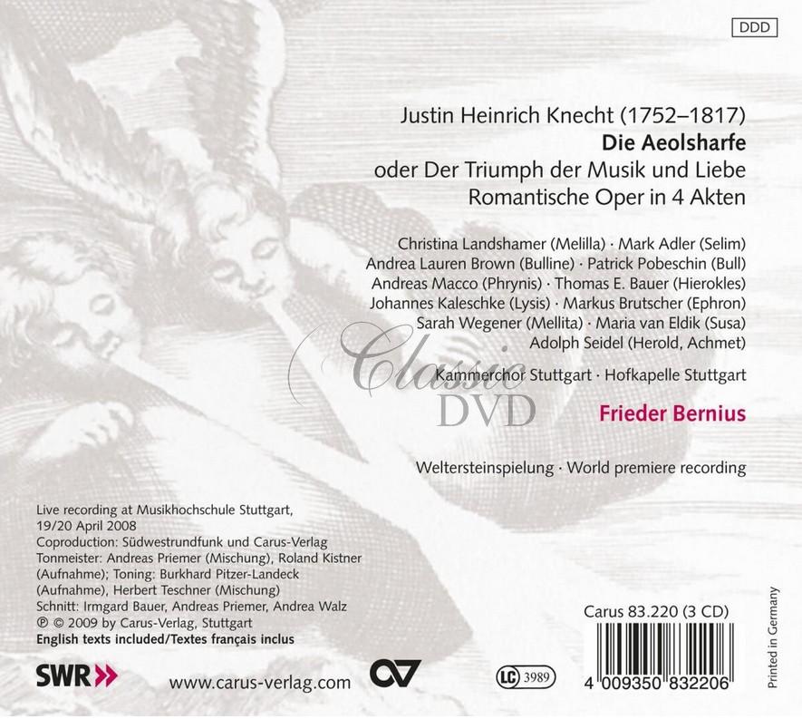 Justin Heinrich Knecht: Die Aeolsharfe - Romantic Opera in 4 Acts (3CD)