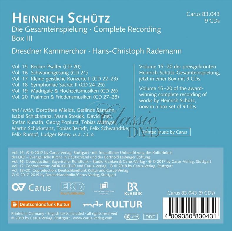 Heinrich Schütz: Die Gesamteinspielung Vol.3 (9CD)