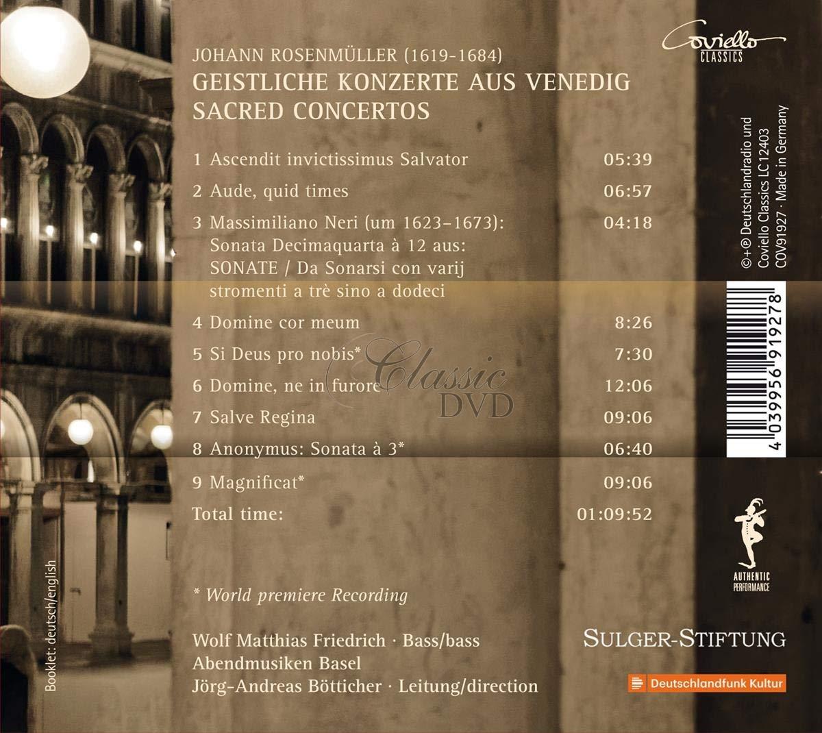 Johann Rosenmuller: SACRED CONCERTOS (CD)
