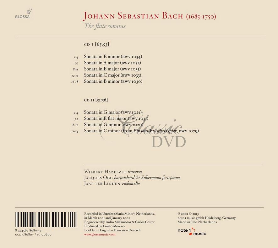 JOHANN SEBASTIAN BACH - The flute sonatas (2CD)