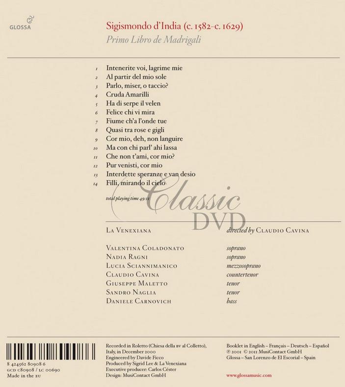 SIGISMONDO D’INDIA Primo Libro de Madrigali (CD)