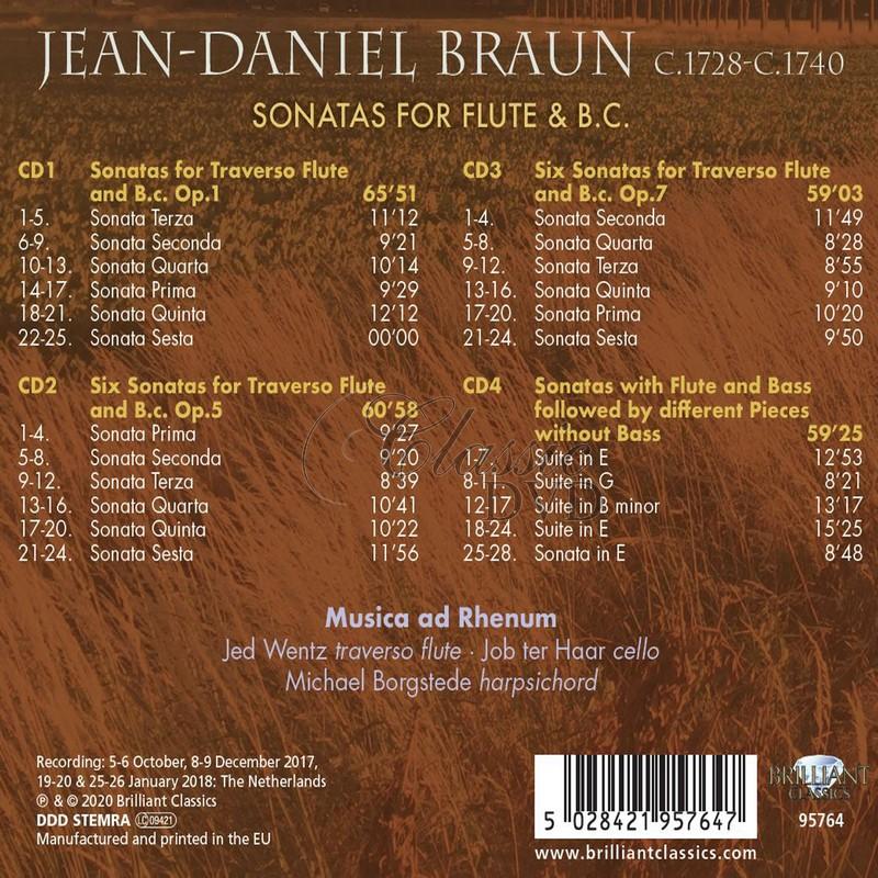 J.D. BRAUN Sonatas for Flute and B.c. (4CD)