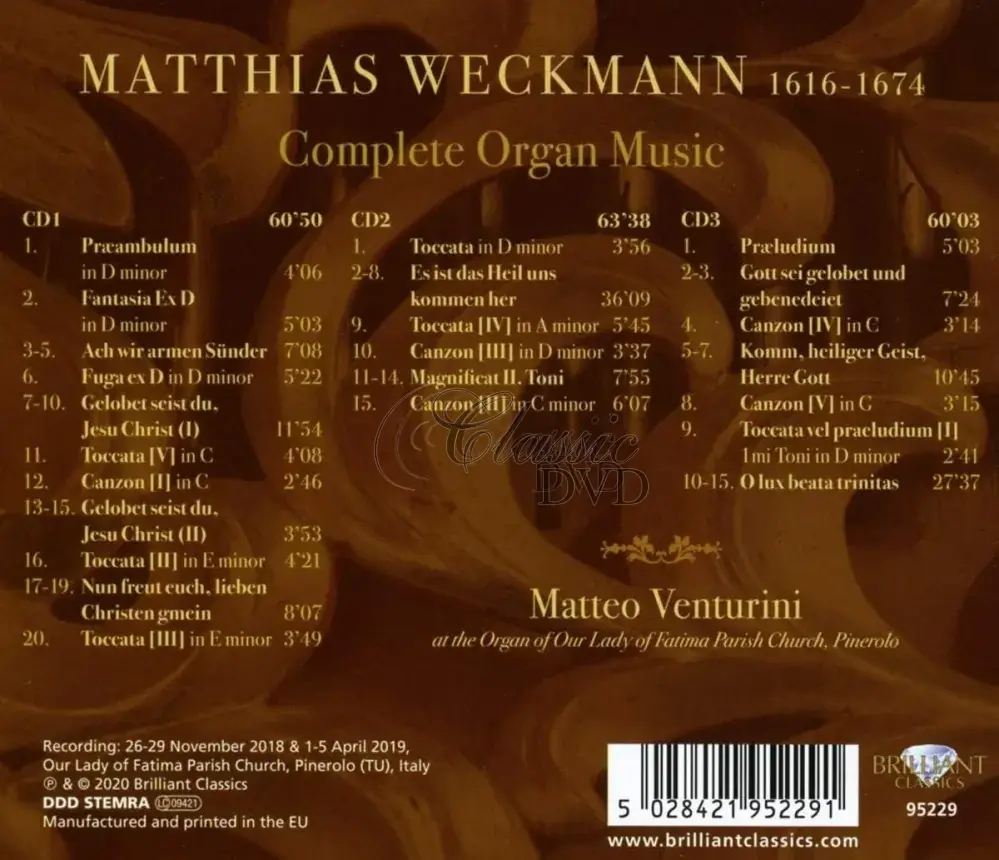WECKMANN: Complete Organ Music; Matteo Venturini (3CD)
