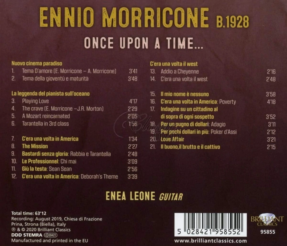 Morricone: Once Upon A time - Arrangements for Guitar (CD)