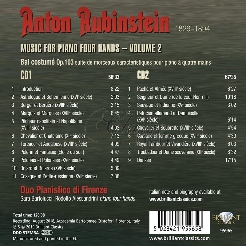 RUBINSTEIN: Complete Piano Music for 4 Hands, vol. 2: Suite Bal Costumé (2CD)