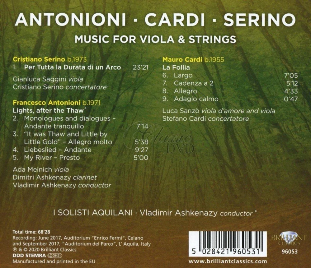 ANTONIONI-CARDI-SERINO: Music for Viola and Strings (CD)