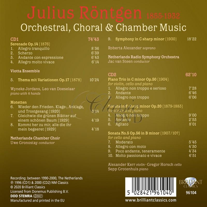 JULIUS RÖNTGEN: Orchestral, Choral & Chamber Music (2CD)