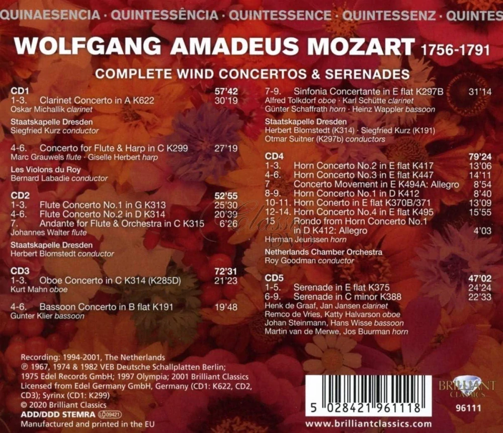 Mozart: Complete Wind Concertos & Serenades (5CD)