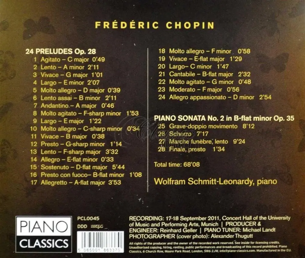 Chopin 24 Preludes Op. 28, Piano Sonata No. 2. Wolfram Schmitt-Leonardy (CD)