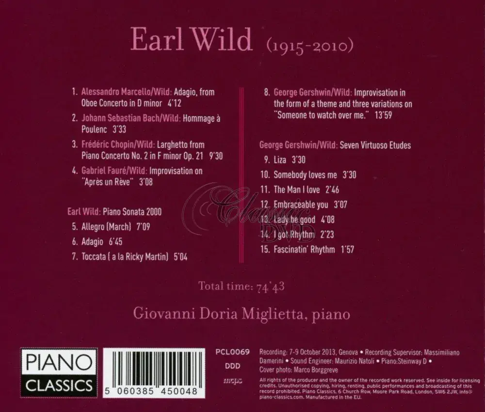 Earl Wild: The Complete Transcriptions and Original Piano Works. Giovanni Doria Miglietta (CD)
