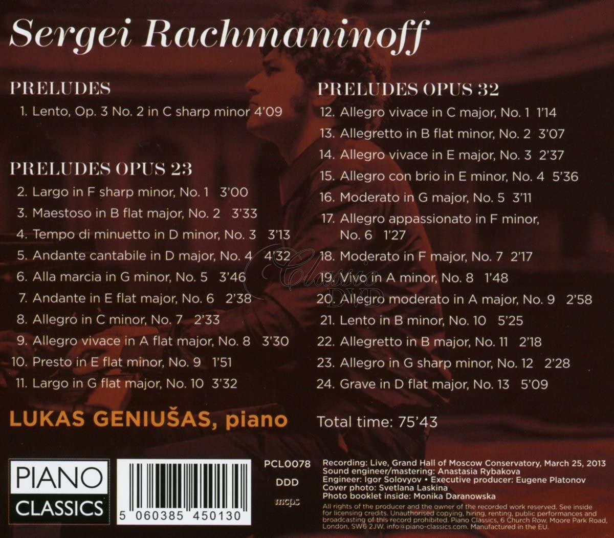 Rachmaninoff: Preludes, complete. Lukas Geniušas (CD)