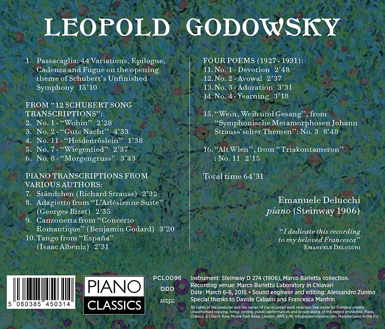 Godowsky: Passacaglia, 4 Poems, Transcriptions, Paraphrases (CD)